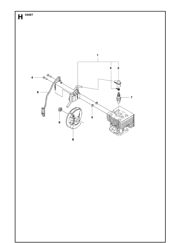 Ignition System Diagram and Parts List for 530BT 20123800001-Current Husqvarna Leaf Blower / Vacuum