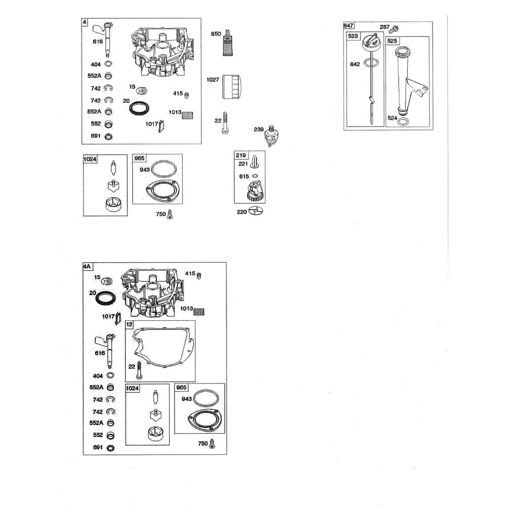 Engine >> Sump/Oil Pump Diagram and Parts List for GTH52XLS-96045005700  Husqvarna Lawn Tractor