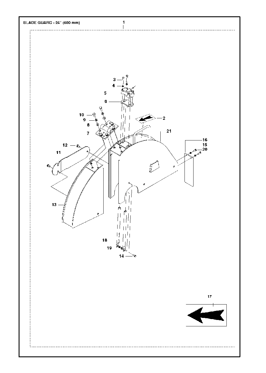 Blade Guard - 24â€ Diagram and Parts List for FS520 (FS 524)(2007-08) Husqvarna Circular Saw