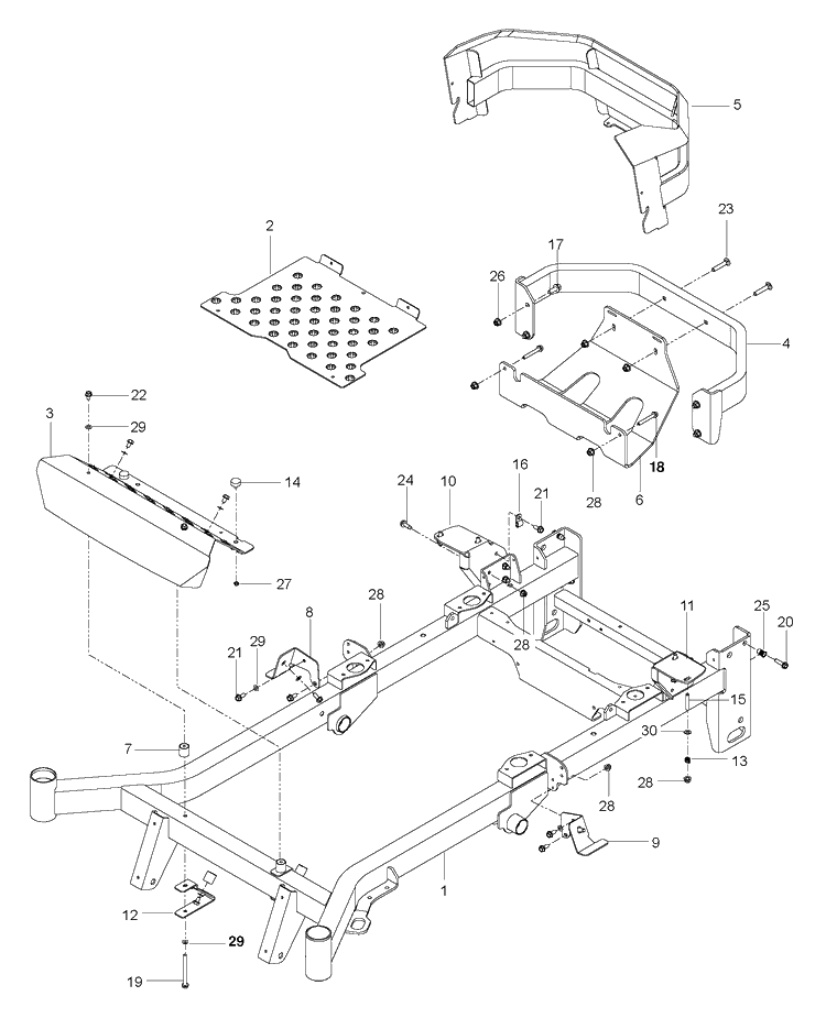 Frame Diagram and Parts List for PZ29CE (96661660100)(2011-02) Husqvarna Lawn Mower