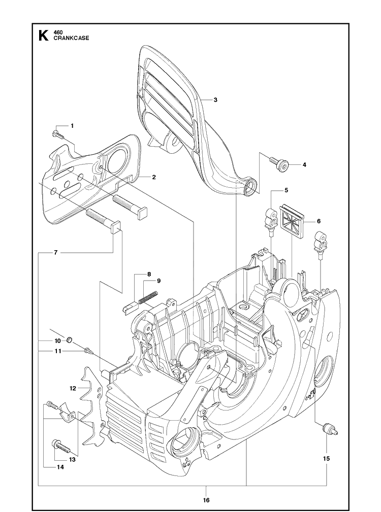 Crankcase Diagram and Parts List for 461 2013-01 Husqvarna Chainsaw