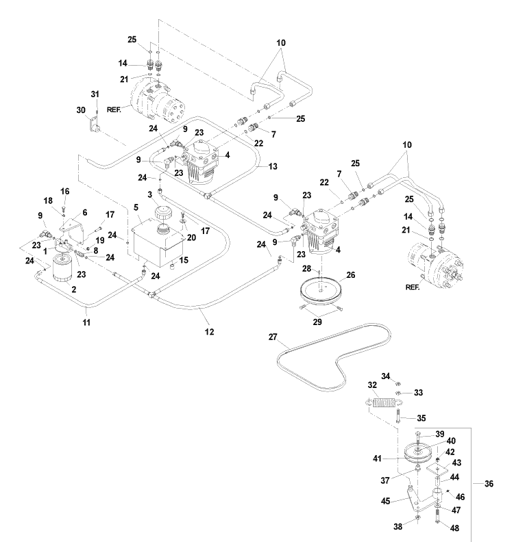 Hydraulic Assembly (Tf) Diagram and Parts List for IZ4817KAA (968999231) S/N 033600000 & Up)(2004-09) Husqvarna Lawn Tractor