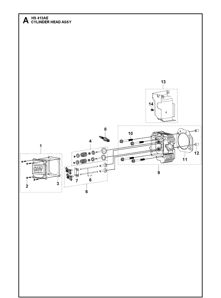 Cylinder Head Assy Diagram and Parts List for 529666001 2021-01 Husqvarna Engine