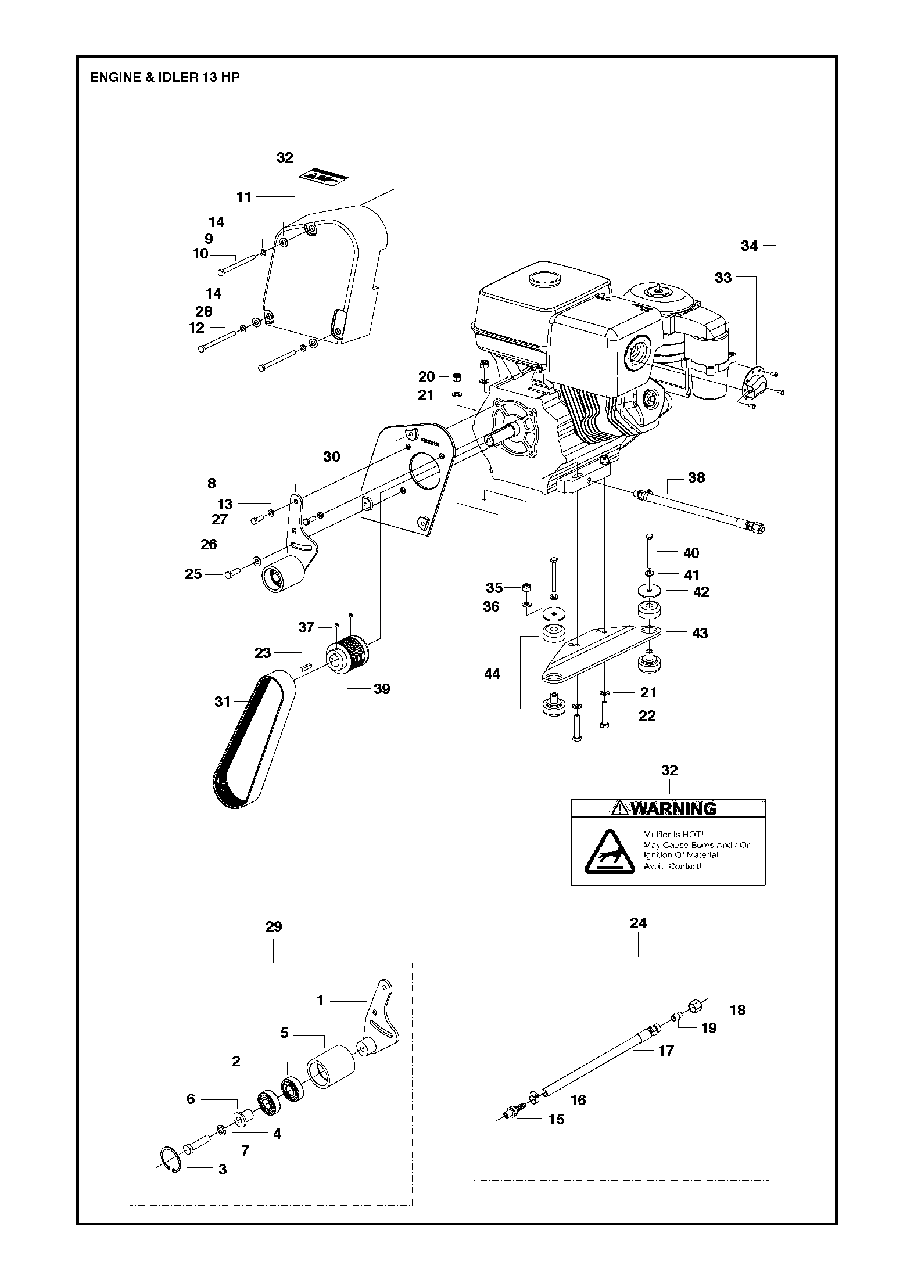 Engine And Idler Diagram and Parts List for FS520 (FS 524)(2011-02) Husqvarna Circular Saw