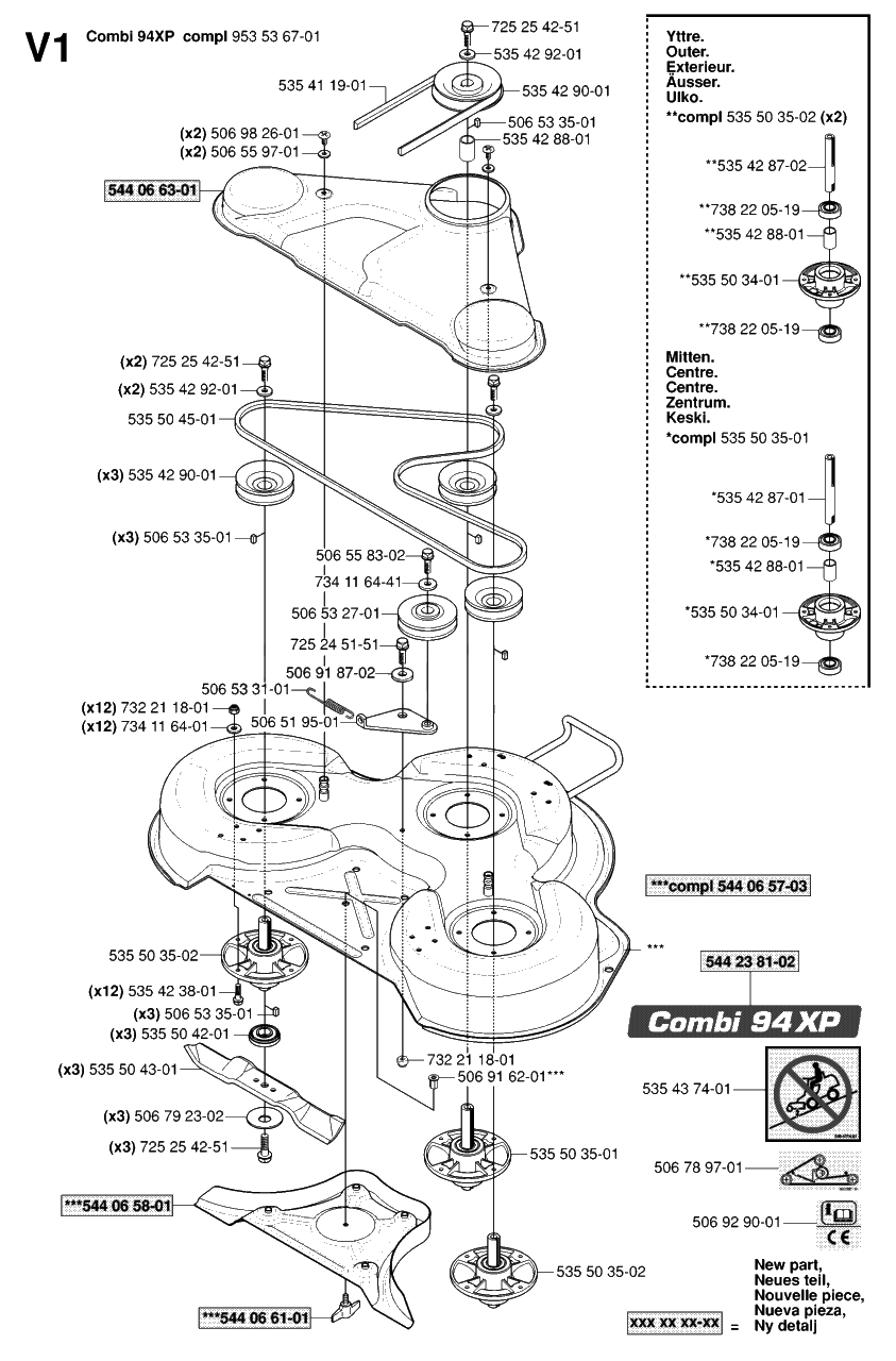 94cm Cutting Deck Diagram and Parts List for R15-V2 (953533701)(2006-05) Husqvarna Lawn Tractor