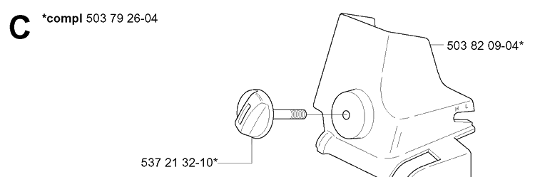 Air Filter Cover Diagram and Parts List for 338XPT 20060100001-20063600000 Husqvarna Chainsaw
