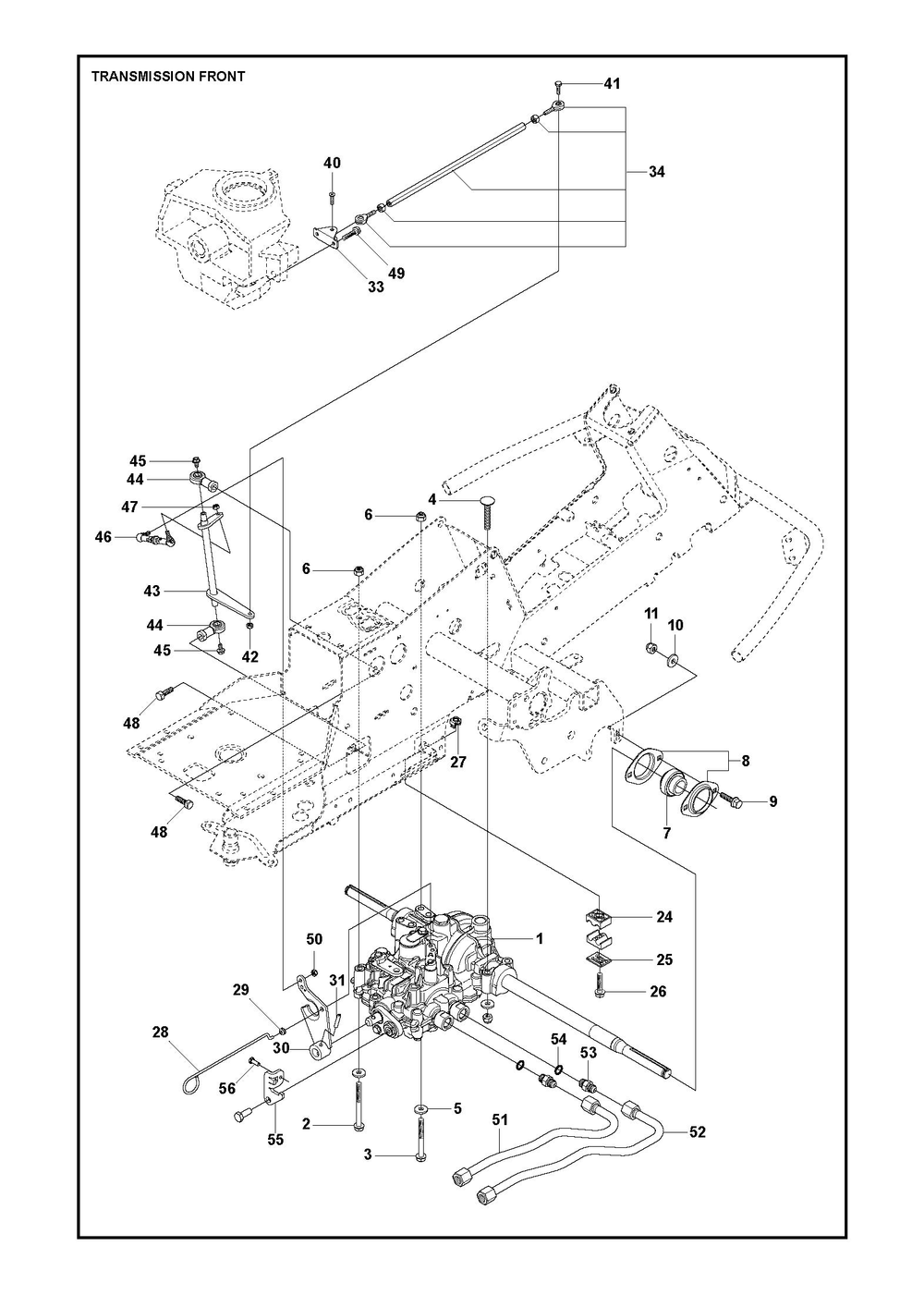 Transmission Diagram and Parts List for R216TAWD 2022 Husqvarna Lawn Tractor