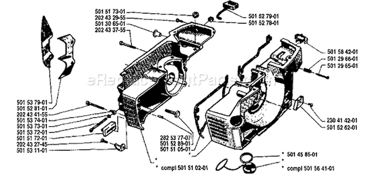 Page D Diagram and Parts List for 61 1980-02 Husqvarna Chainsaw