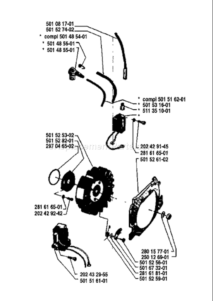 Page G Diagram and Parts List for 61 1980-02 Husqvarna Chainsaw