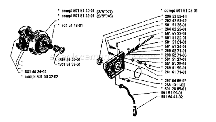 Page H Diagram and Parts List for 61 1980-02 Husqvarna Chainsaw