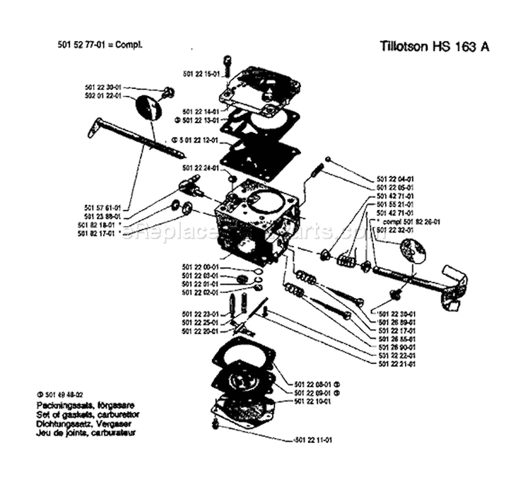 Page B Diagram and Parts List for 61 1981-02 Husqvarna Chainsaw