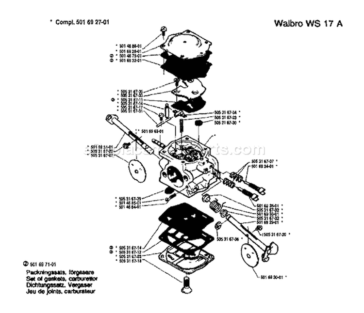 Page C Diagram and Parts List for 61 1981-02 Husqvarna Chainsaw