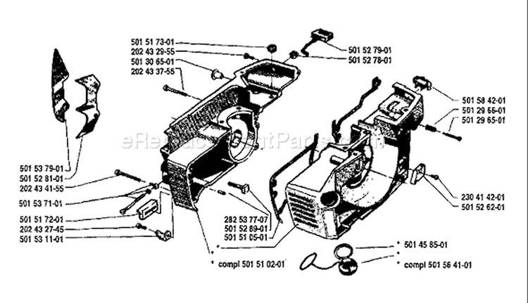Page E Diagram and Parts List for 61 1981-02 Husqvarna Chainsaw