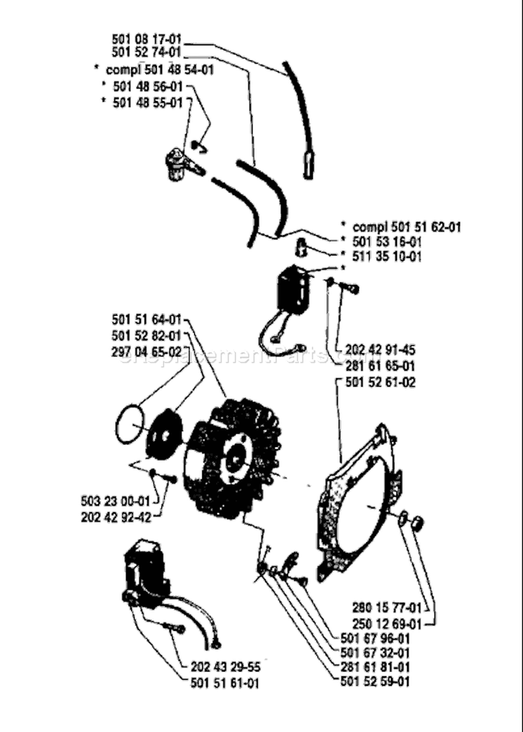 Page F Diagram and Parts List for 61 1981-02 Husqvarna Chainsaw
