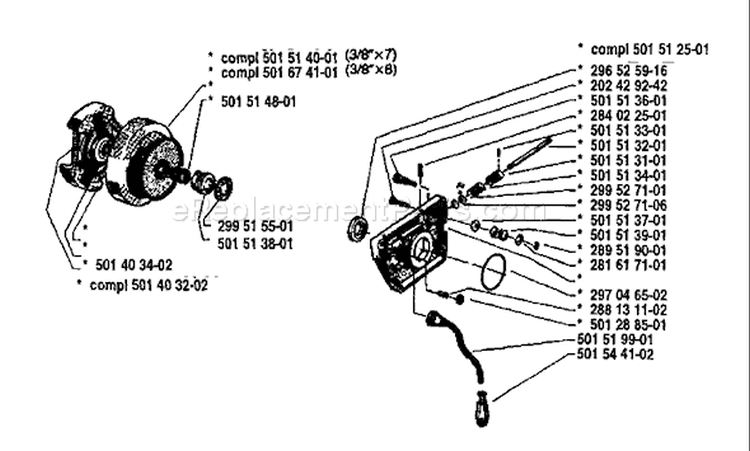 Page G Diagram and Parts List for 61 1981-02 Husqvarna Chainsaw