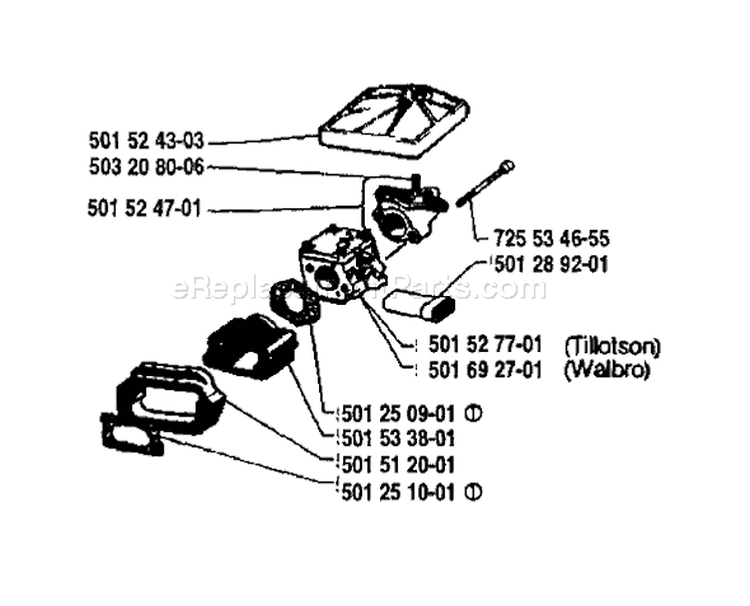 Page A Diagram and Parts List for 61 1982-05 Husqvarna Chainsaw