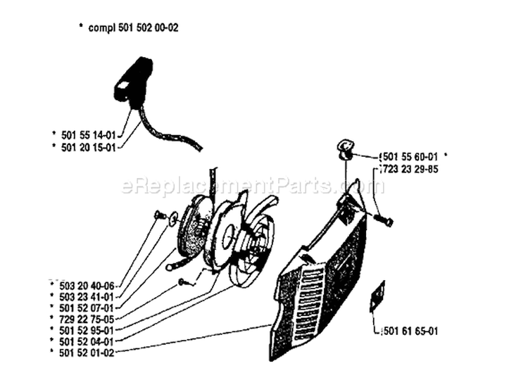 Page J Diagram and Parts List for 61 1982-05 Husqvarna Chainsaw