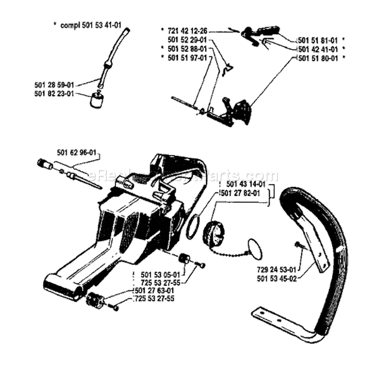 Page K Diagram and Parts List for 61 1982-05 Husqvarna Chainsaw