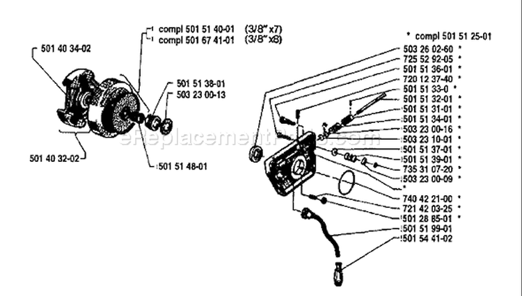 Page G Diagram and Parts List for 61 1982-05 Husqvarna Chainsaw