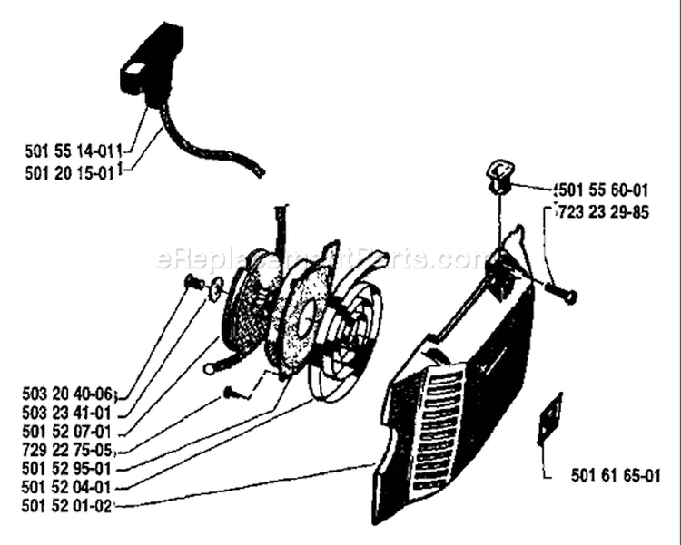 Page J Diagram and Parts List for 61 1983-09 Husqvarna Chainsaw