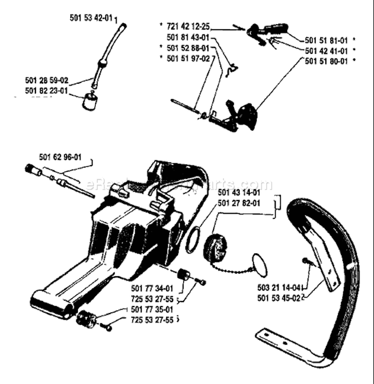 Page K Diagram and Parts List for 61 1983-09 Husqvarna Chainsaw
