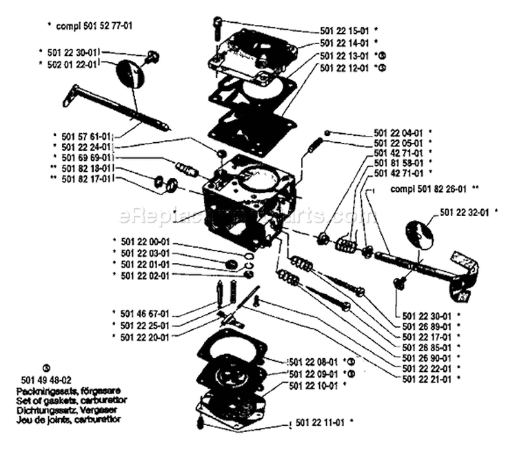 Page B Diagram and Parts List for 61 1983-09 Husqvarna Chainsaw