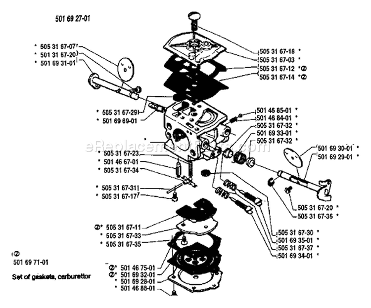 Page C Diagram and Parts List for 61 1983-09 Husqvarna Chainsaw
