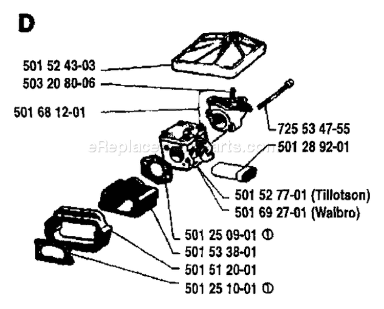Page A Diagram and Parts List for 61 1984-01 Husqvarna Chainsaw