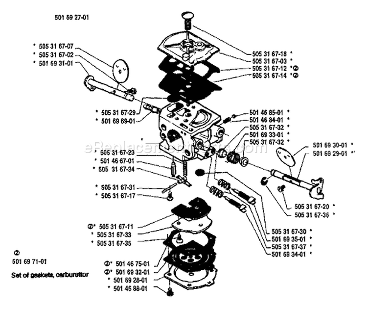 Page B Diagram and Parts List for 61 1984-01 Husqvarna Chainsaw