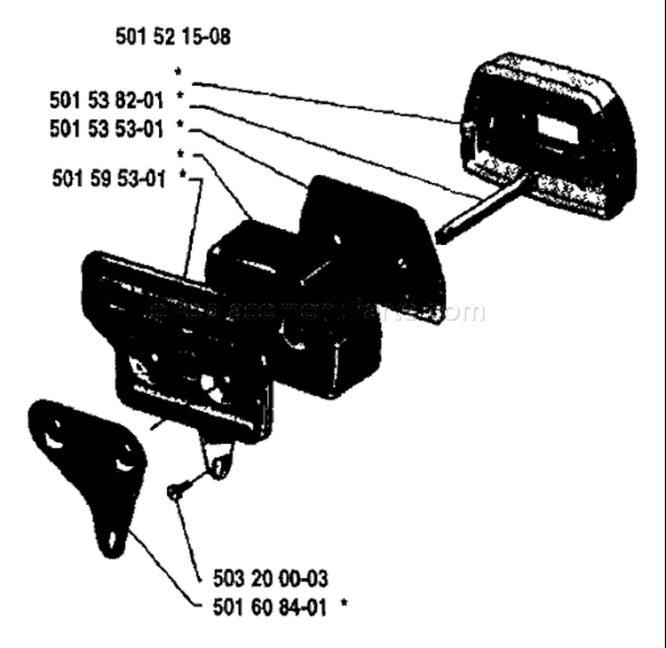 Page H Diagram and Parts List for 61 1984-01 Husqvarna Chainsaw