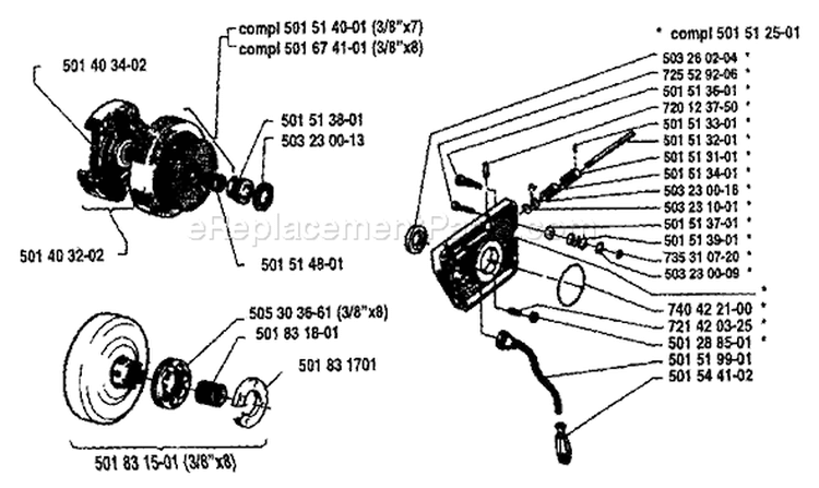 Page I Diagram and Parts List for 61 1984-01 Husqvarna Chainsaw