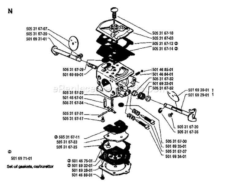 Page C Diagram and Parts List for 61 1984-10 Husqvarna Chainsaw