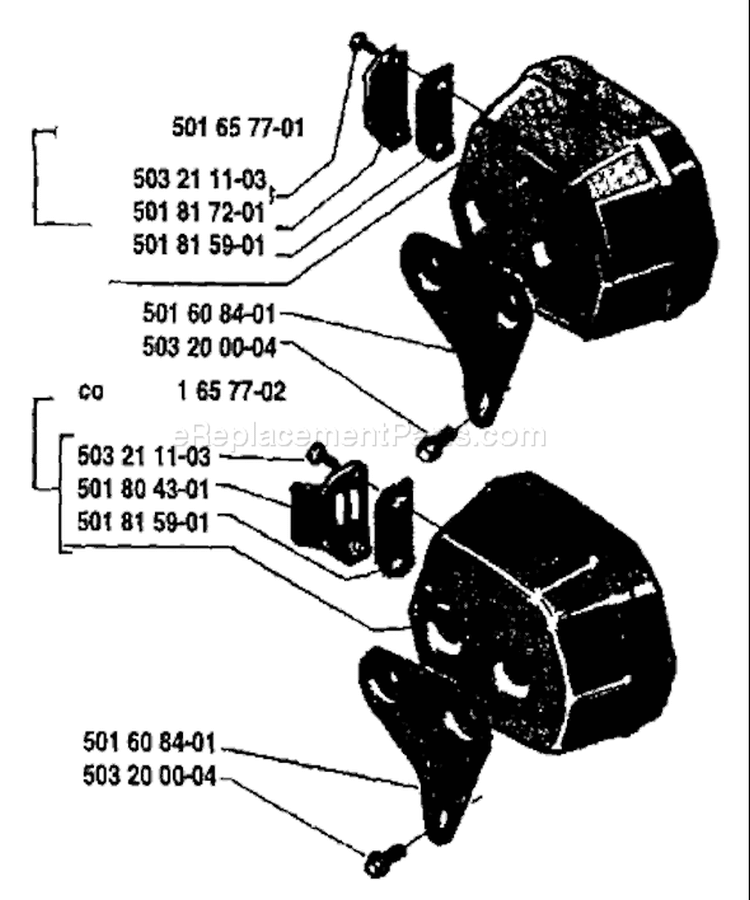 Page H Diagram and Parts List for 61 1984-10 Husqvarna Chainsaw