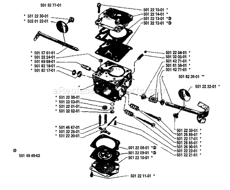 Page B Diagram and Parts List for 61 1985-06 Husqvarna Chainsaw