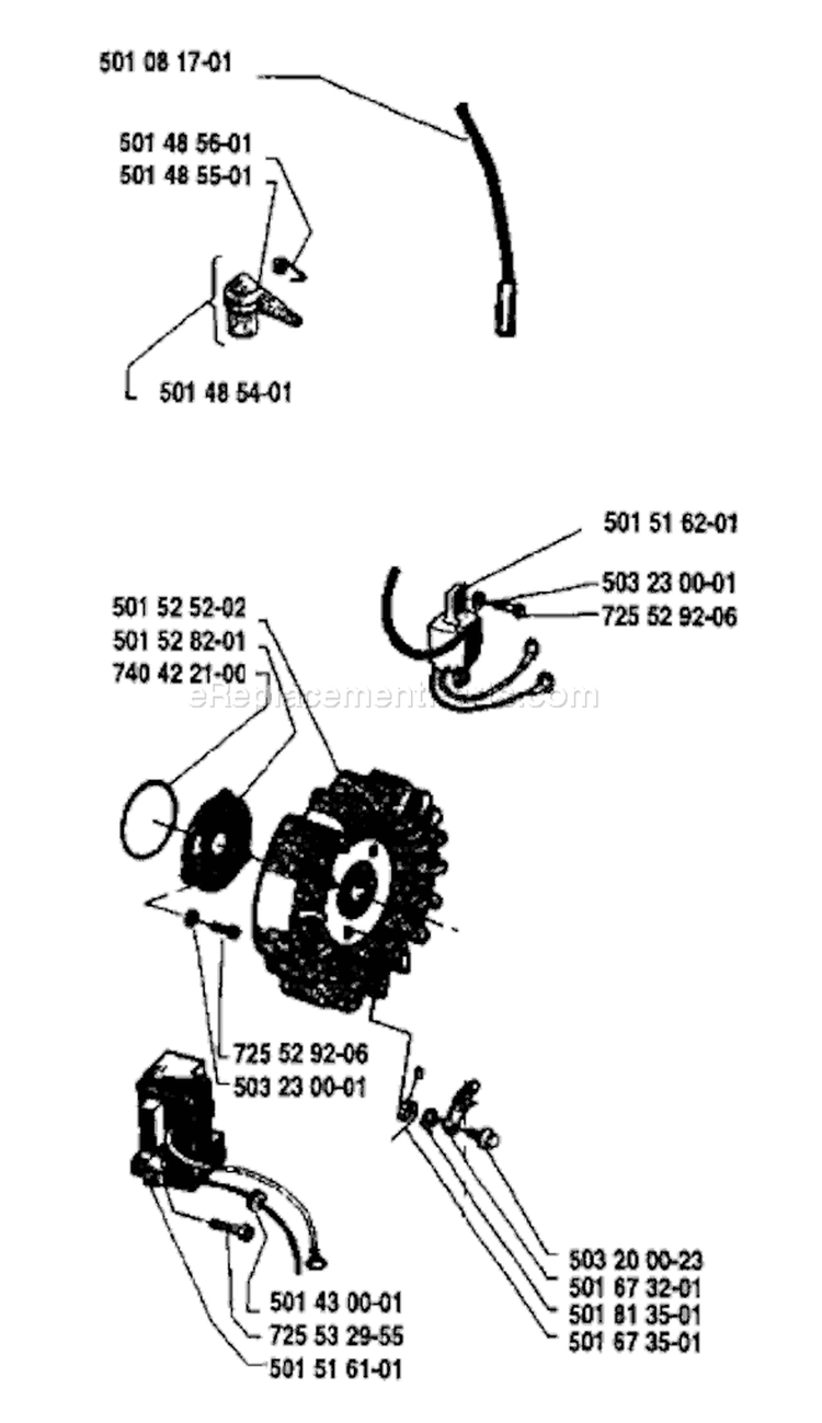 Page E Diagram and Parts List for 61 1985-06 Husqvarna Chainsaw
