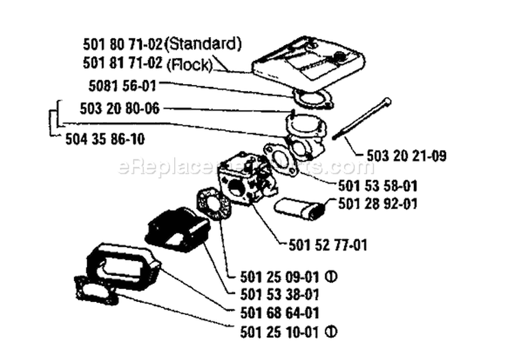 Page A Diagram and Parts List for 61 1986-03 Husqvarna Chainsaw