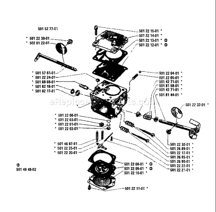 Page B Diagram and Parts List for 61 1986-03 Husqvarna Chainsaw