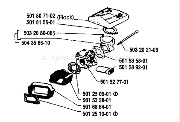 Page A Diagram and Parts List for 61 1986-12 Husqvarna Chainsaw