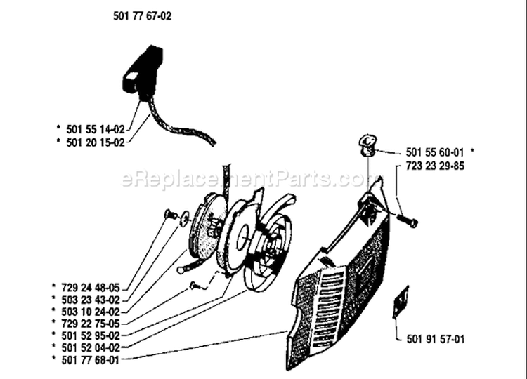 Page J Diagram and Parts List for 61 1986-12 Husqvarna Chainsaw