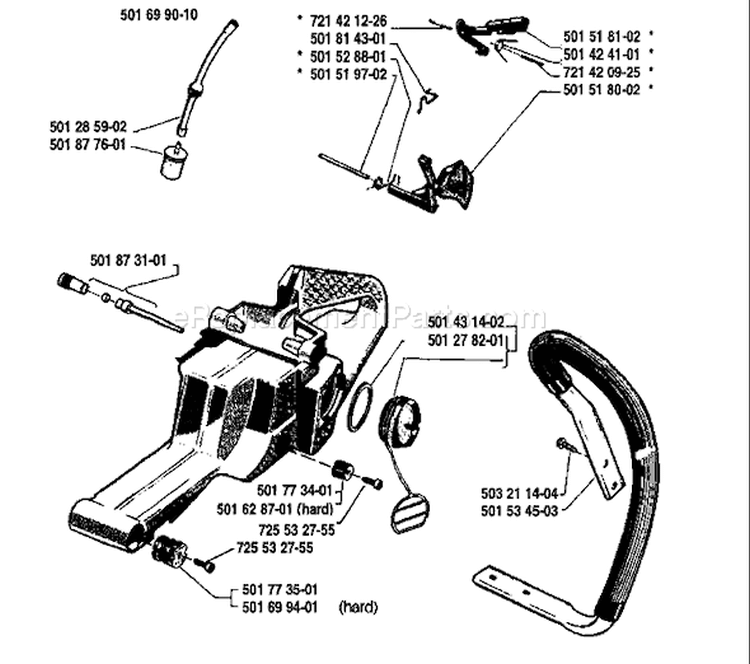 Page K Diagram and Parts List for 61 1986-12 Husqvarna Chainsaw