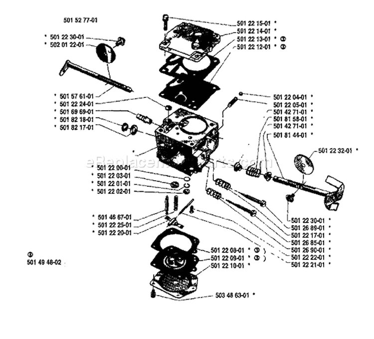 Page B Diagram and Parts List for 61 1986-12 Husqvarna Chainsaw