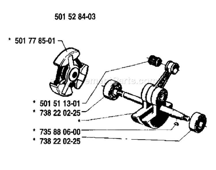 Page E Diagram and Parts List for 61 1986-12 Husqvarna Chainsaw