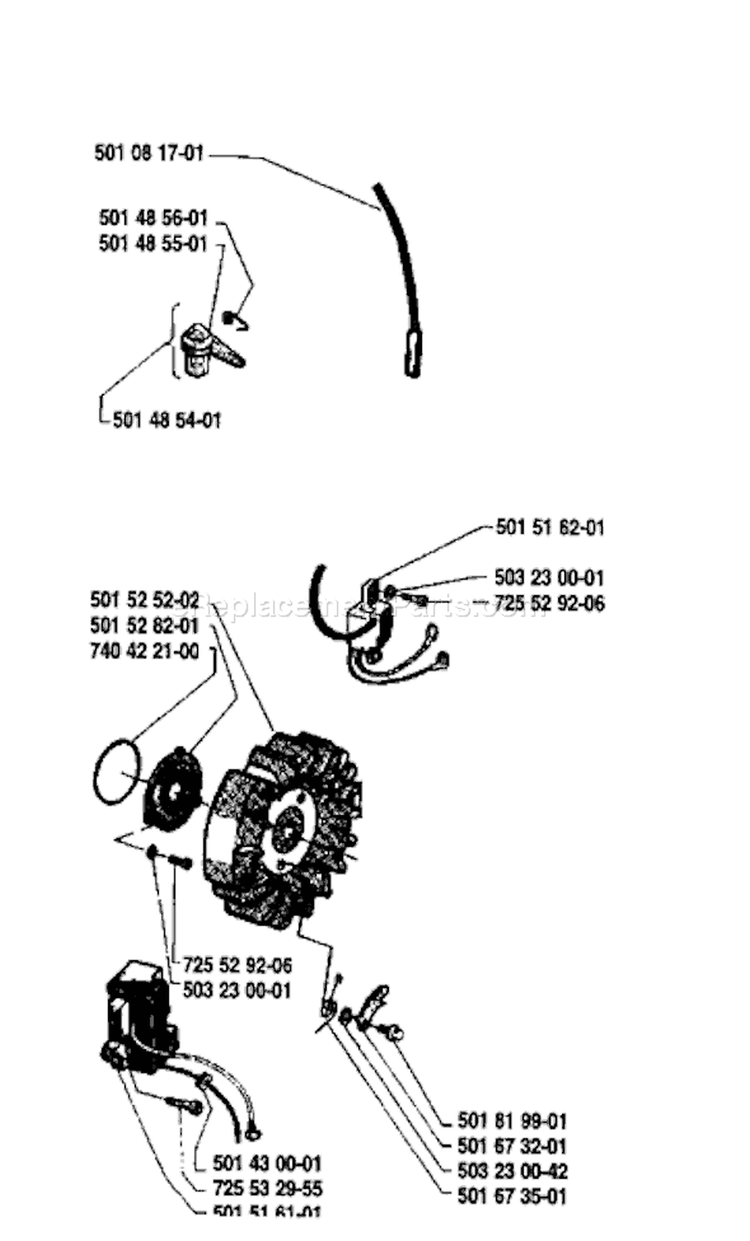 Page F Diagram and Parts List for 61 1986-12 Husqvarna Chainsaw