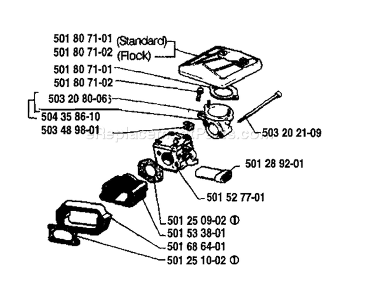 Page A Diagram and Parts List for 61 1987-11 Husqvarna Chainsaw
