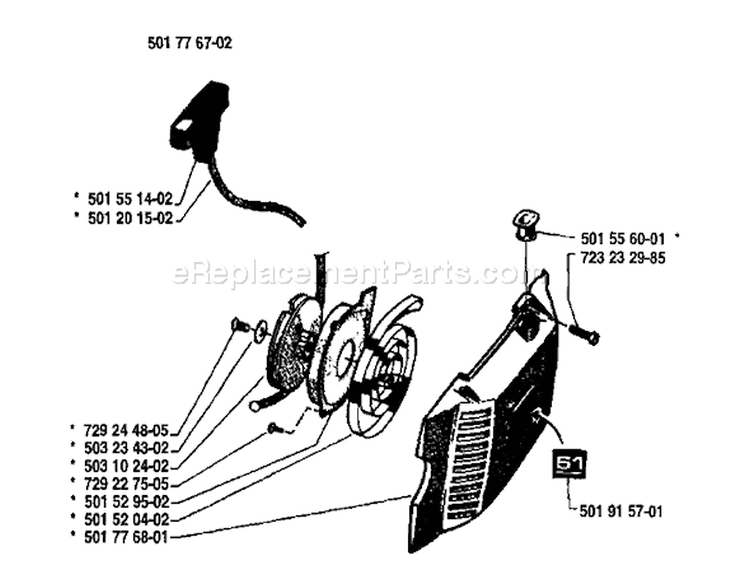 Page J Diagram and Parts List for 61 1987-11 Husqvarna Chainsaw