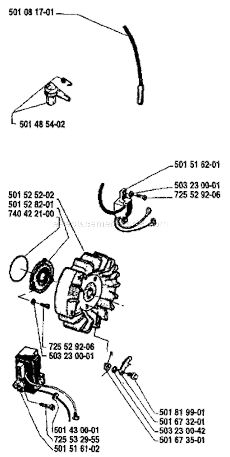 Page F Diagram and Parts List for 61 1988-06 Husqvarna Chainsaw