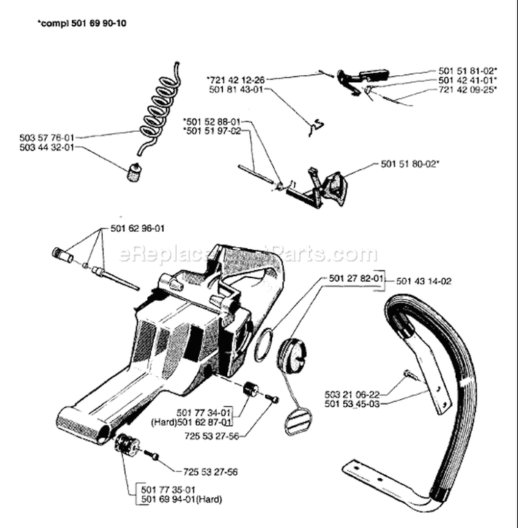Page J Diagram and Parts List for 61 1997-01 Husqvarna Chainsaw