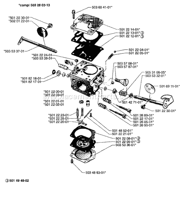 Page B Diagram and Parts List for 61 1997-01 Husqvarna Chainsaw