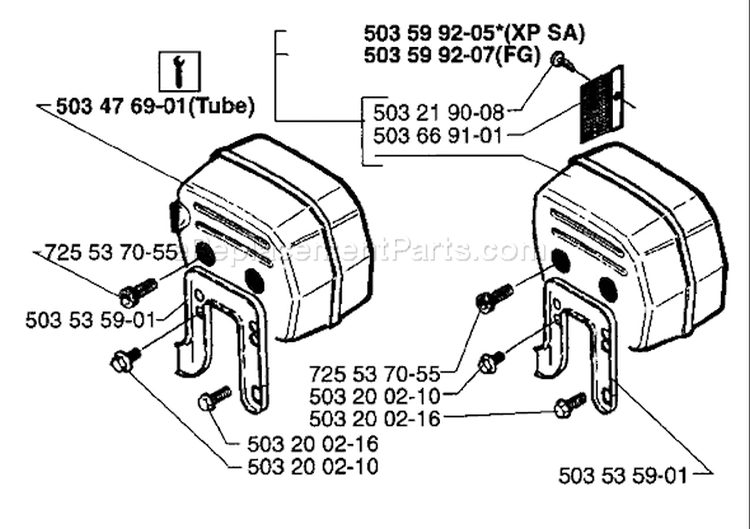 Page F Diagram and Parts List for 61 1997-01 Husqvarna Chainsaw