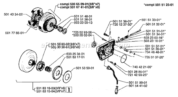Page G Diagram and Parts List for 61 1997-01 Husqvarna Chainsaw